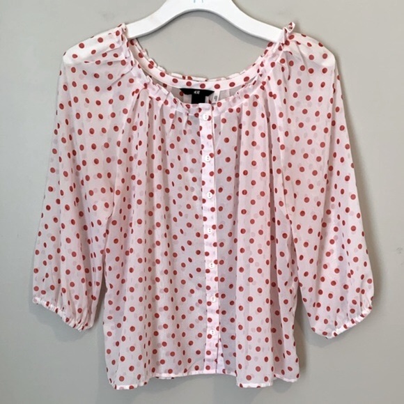 H&M size 4 polka dot peasant blouse - Picture 5 of 16